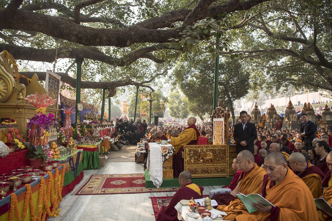 His Holiness took his seat facing the Bodhi Tree and the Seat of ...